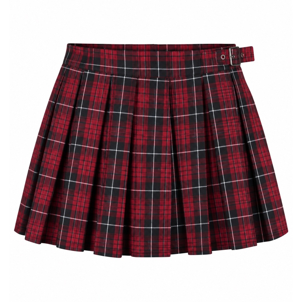 Social‎ Collision Plaid Mini Skirt Womens LG Red Black Pleated EMO Dark Academia